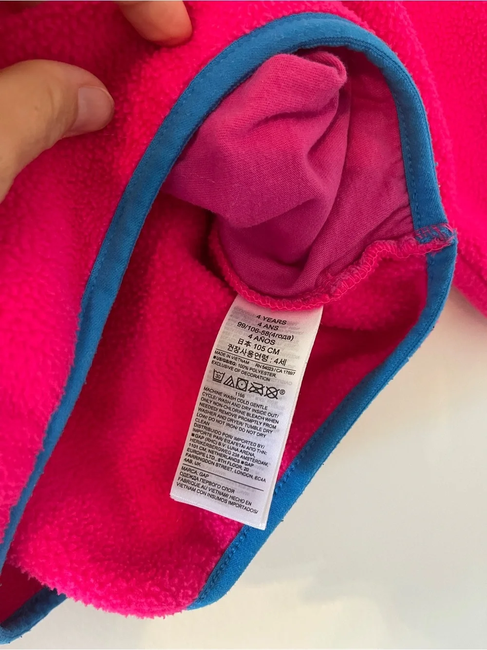 GAP Hot Pink Arctic Fleece Reissue Quarter Button Up